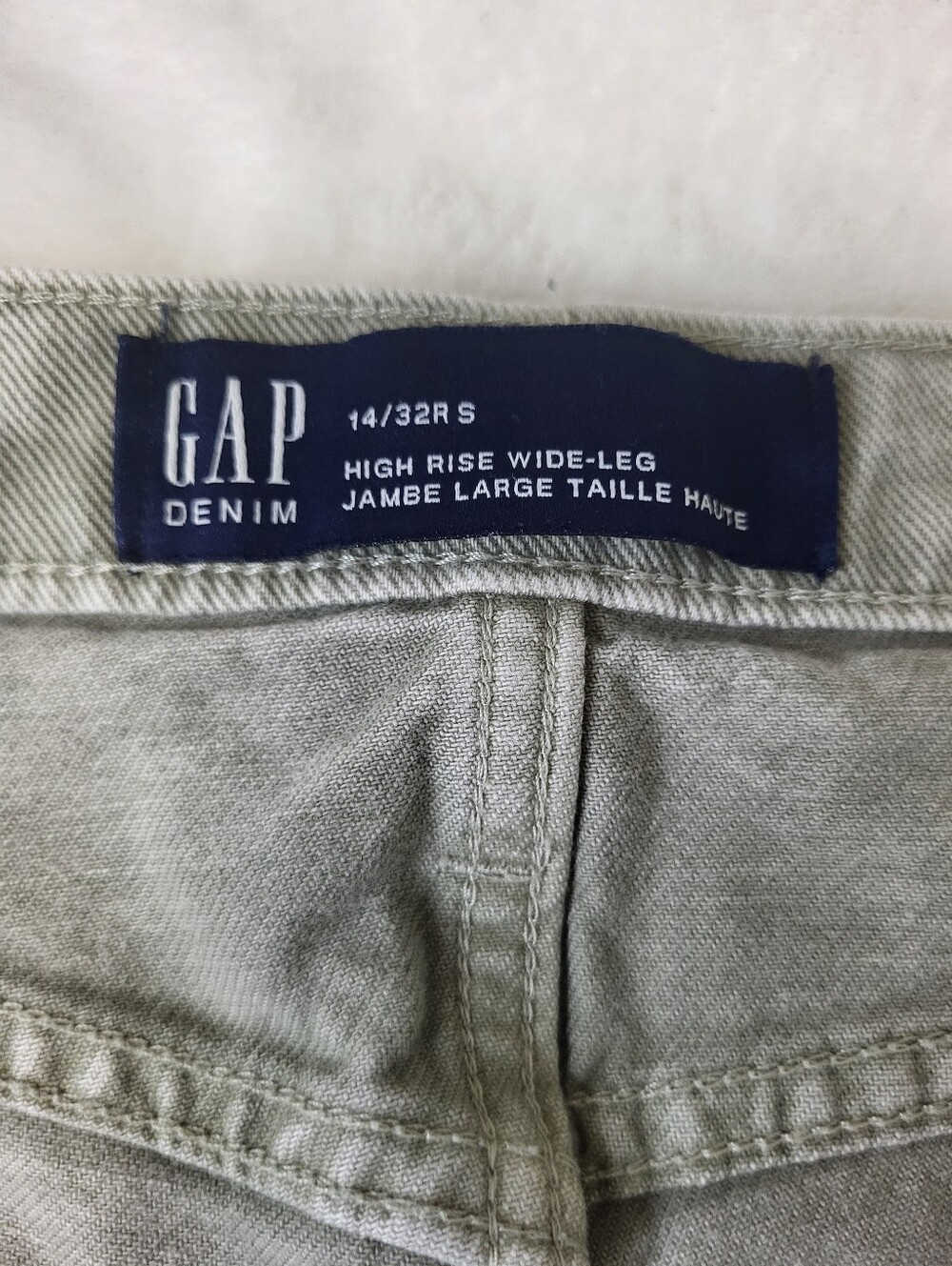 GAP Wide Leg High-Rise Jeans in Faded Light Gray Size 14 32R S - Picture 14 of 16